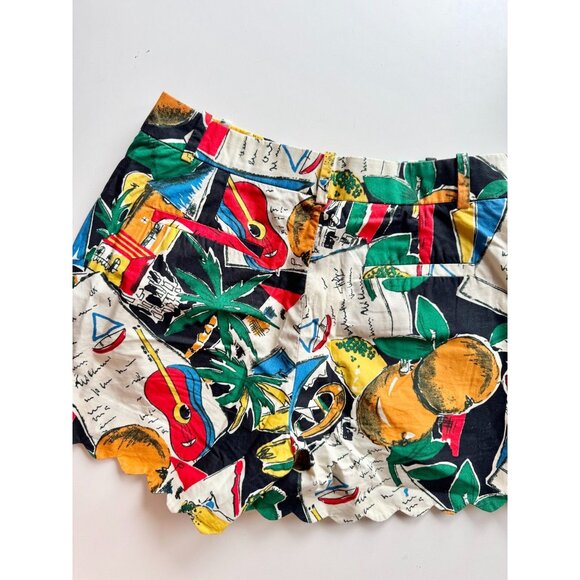 J CREW Postcard Fruit Print Cotton Poplin Scalloped Chino Shorts, Size 00 - Picture 5 of 10